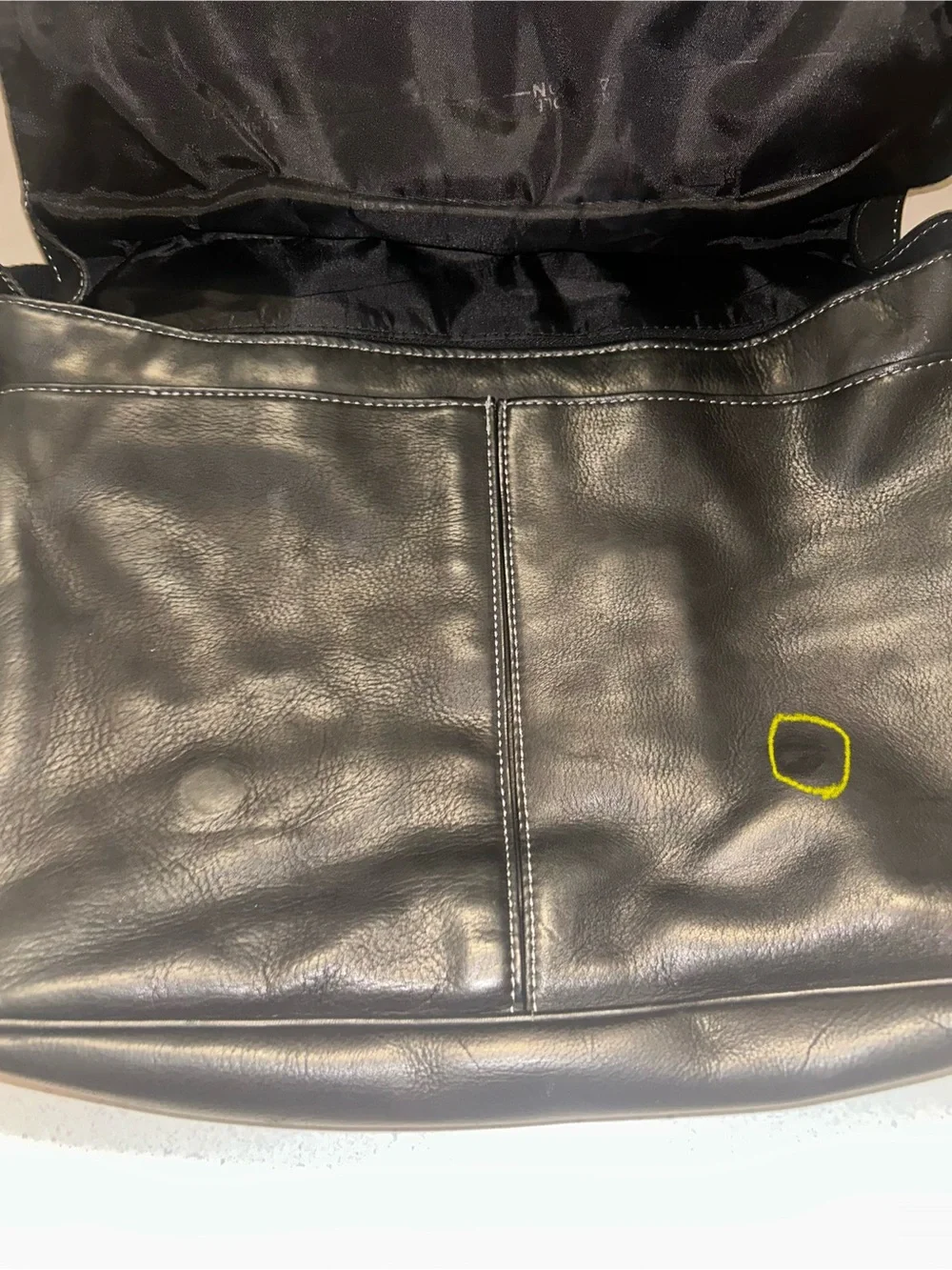Kenneth Cole Reaction Black Leather Messenger with Adjustable Strap